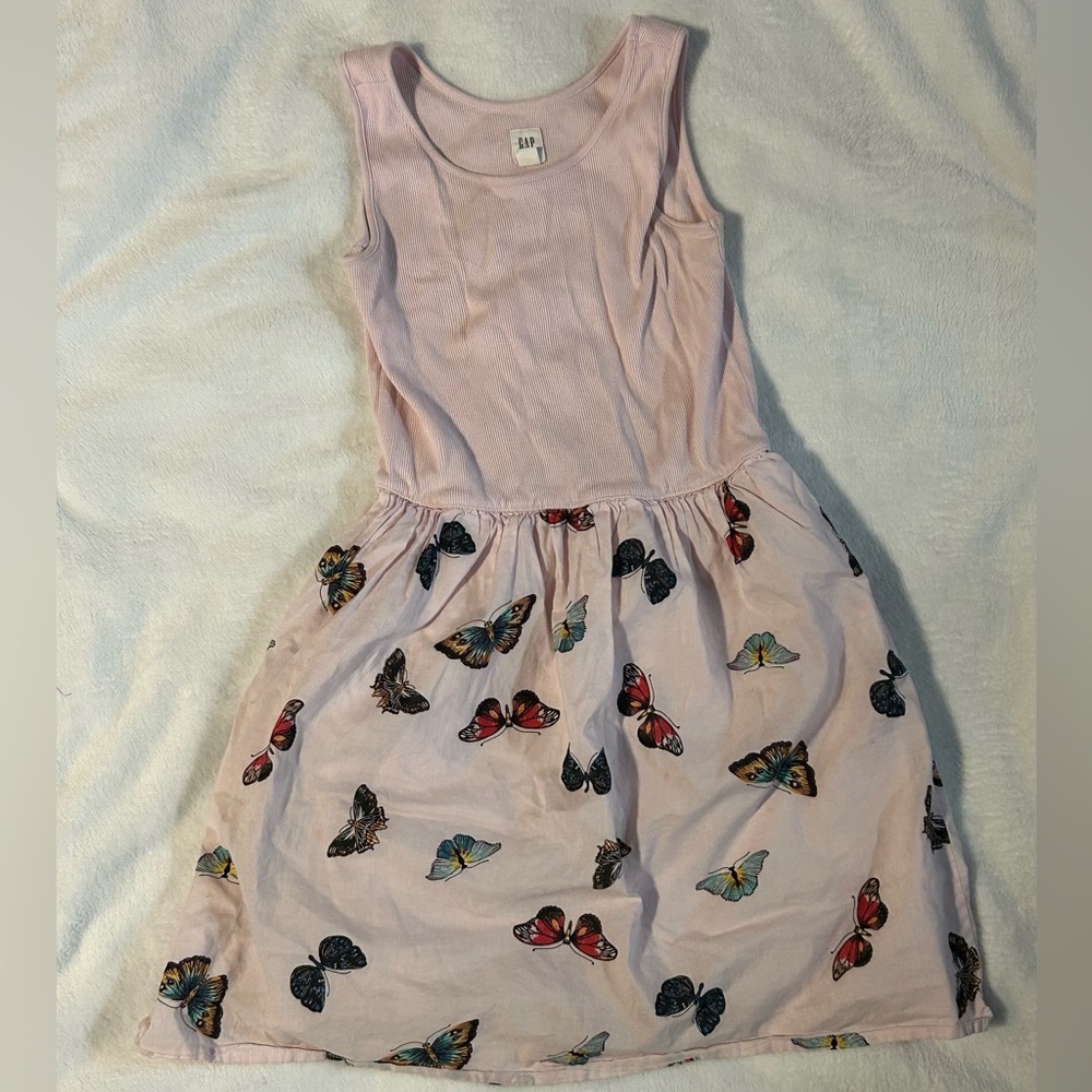 GAP Light Pink Sleeveless Dress with Butterfly Print 100% cotton